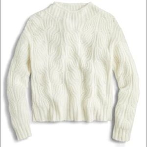 NWT J. Crew Pointelle cable sweater ivory XS